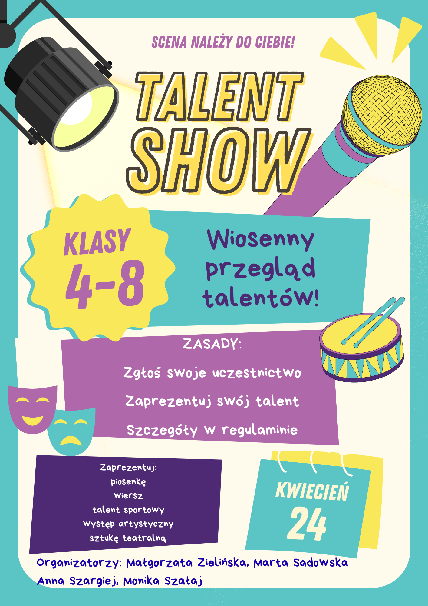 Talent Show Contest Poster in Turquoise Purple Retro Style.png